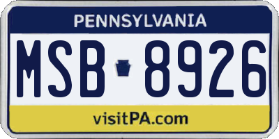 PA license plate MSB8926