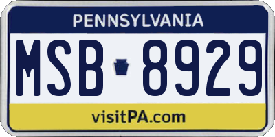 PA license plate MSB8929