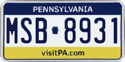 PA license plate MSB8931