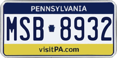 PA license plate MSB8932