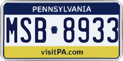 PA license plate MSB8933
