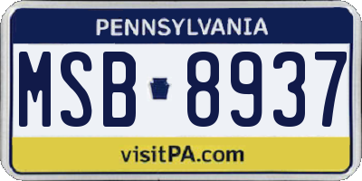 PA license plate MSB8937