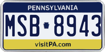 PA license plate MSB8943