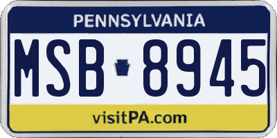 PA license plate MSB8945