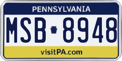 PA license plate MSB8948