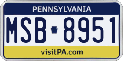 PA license plate MSB8951