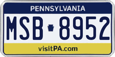 PA license plate MSB8952