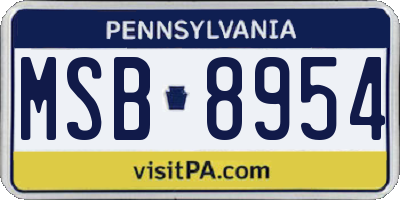 PA license plate MSB8954