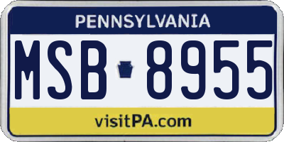 PA license plate MSB8955