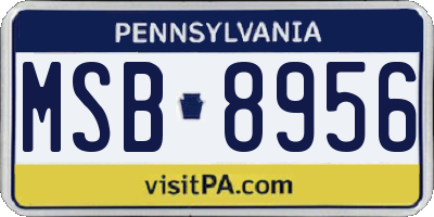 PA license plate MSB8956