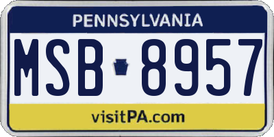 PA license plate MSB8957