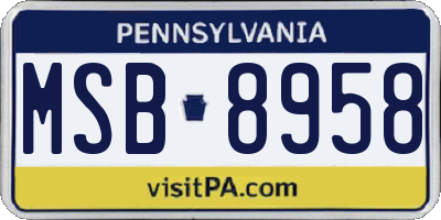 PA license plate MSB8958