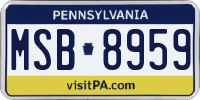 PA license plate MSB8959
