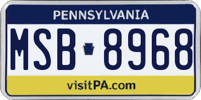 PA license plate MSB8968