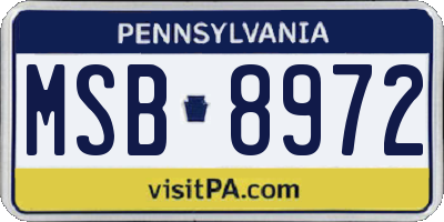 PA license plate MSB8972