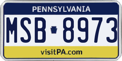 PA license plate MSB8973
