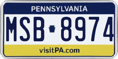 PA license plate MSB8974