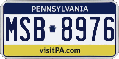 PA license plate MSB8976