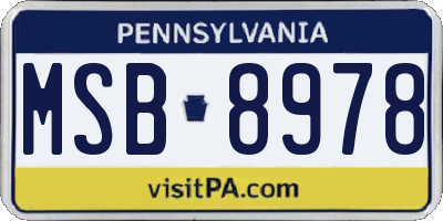 PA license plate MSB8978
