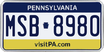 PA license plate MSB8980