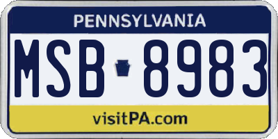 PA license plate MSB8983