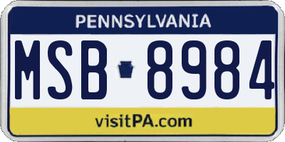 PA license plate MSB8984