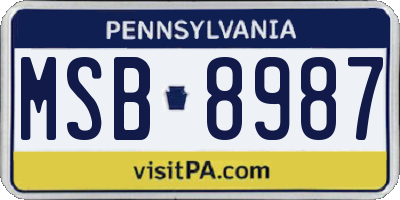 PA license plate MSB8987