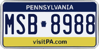 PA license plate MSB8988