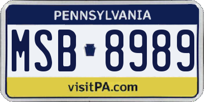 PA license plate MSB8989