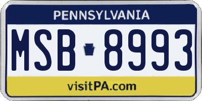 PA license plate MSB8993