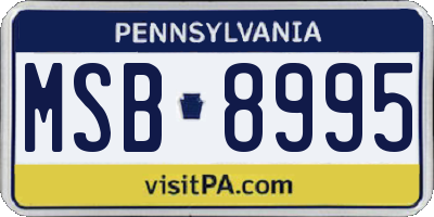 PA license plate MSB8995