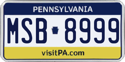PA license plate MSB8999