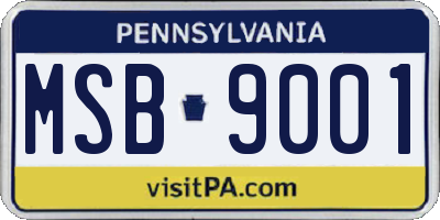 PA license plate MSB9001