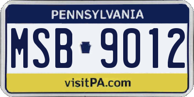 PA license plate MSB9012