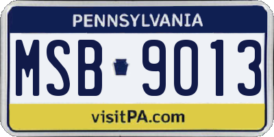 PA license plate MSB9013
