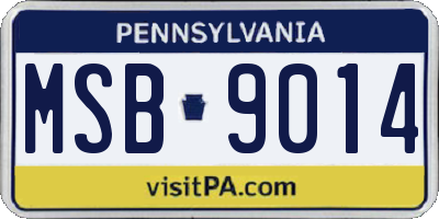 PA license plate MSB9014