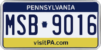 PA license plate MSB9016