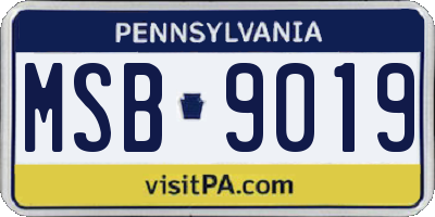PA license plate MSB9019