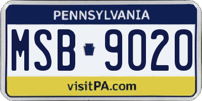 PA license plate MSB9020