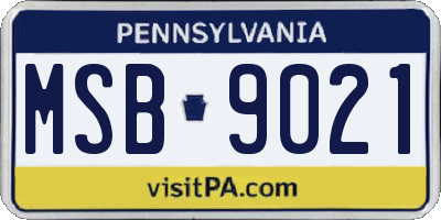 PA license plate MSB9021