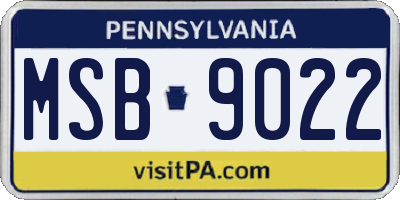 PA license plate MSB9022