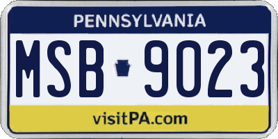PA license plate MSB9023