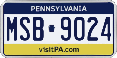 PA license plate MSB9024