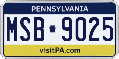PA license plate MSB9025