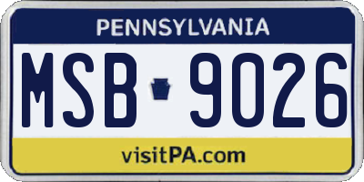 PA license plate MSB9026