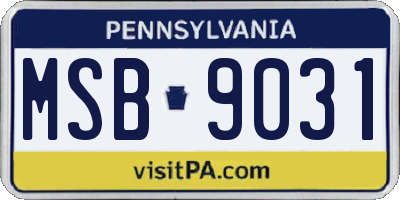 PA license plate MSB9031