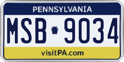 PA license plate MSB9034