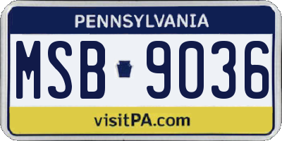 PA license plate MSB9036