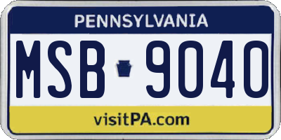 PA license plate MSB9040