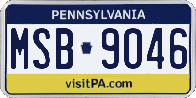 PA license plate MSB9046